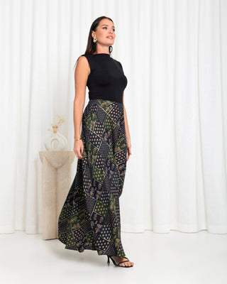 Green Floral Check Skirts