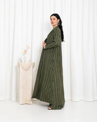 Green  Stripe Jacket Abaya