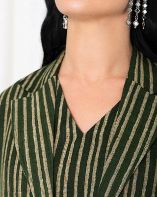 Green  Stripe Jacket Abaya