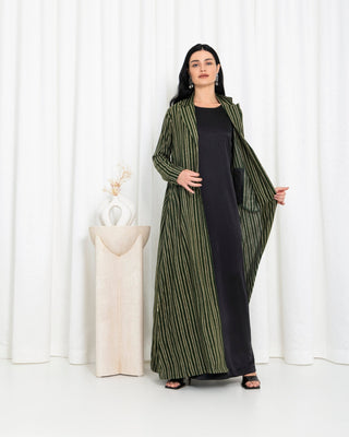 Green  Stripe Jacket Abaya