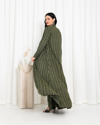 Green  Stripe Jacket Abaya