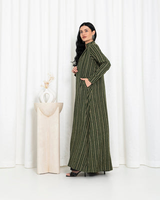 Green  Stripe Jacket Abaya