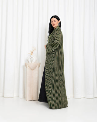 Green  Stripe Kimono Abaya