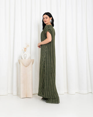 Green  Stripe Kimono Dress