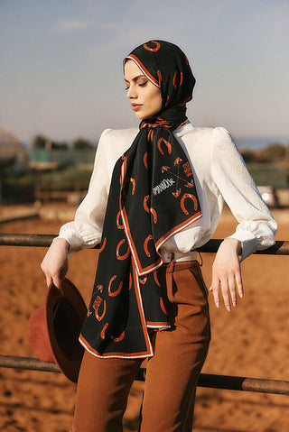 Golden Blossom Silk Shawl Black