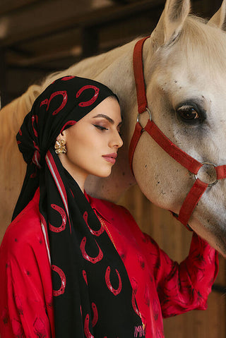 Golden Blossom Silk Shawl Red