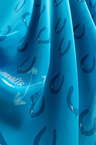 Golden Blossom Silk Shawl Turquoise