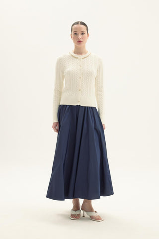 Helos Chain-Detail Knit Cardigan – Ecru