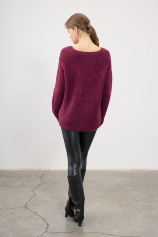 Hercai V-Neck Knit Sweater – Cherry