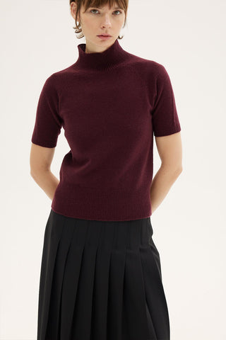 Hir Short Sleeve Knit Blouse – Cherry
