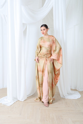 Desert Rose Satin Tie-Dye Kaftan Set