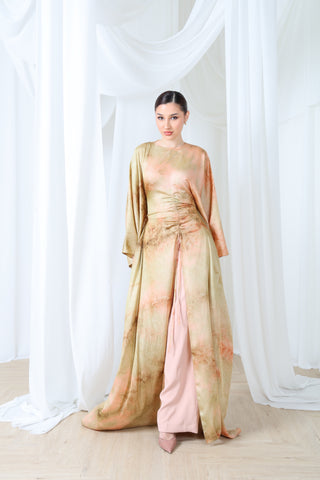 Desert Rose Satin Tie-Dye Kaftan Set