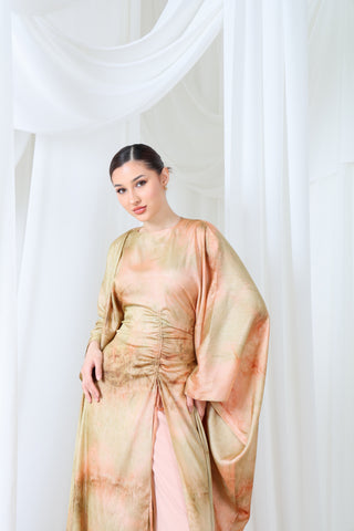 Desert Rose Satin Tie-Dye Kaftan Set