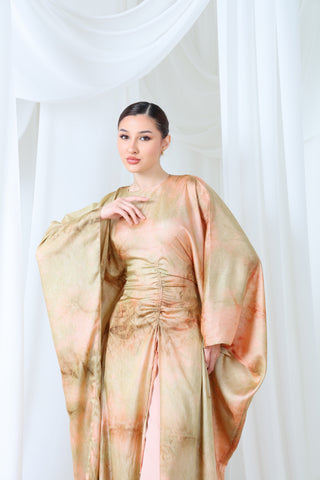Desert Rose Satin Tie-Dye Kaftan Set
