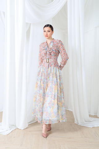 Soft – Pastel Floral Chiffon Maxi Dress | Modest Luxury
