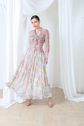 Soft – Pastel Floral Chiffon Maxi Dress | Modest Luxury