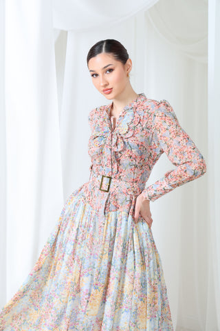 Soft – Pastel Floral Chiffon Maxi Dress | Modest Luxury