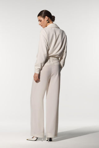 Jelya Wide-Leg Woven Trousers – Ecru