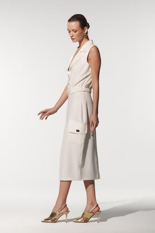 Jelya Tailored Woven Vest – Ecru