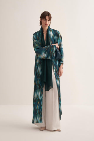 Julie Printed Green Abaya with Matching Scarf