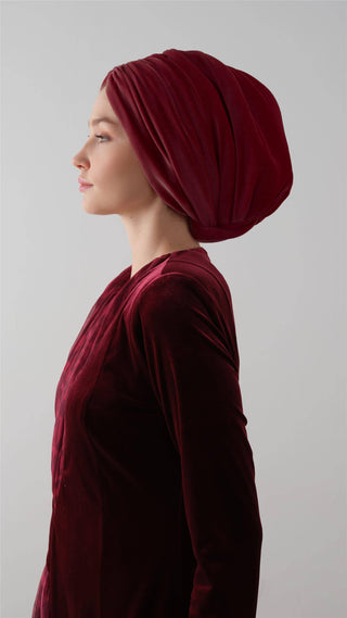 KADİFE DRAPE BONE Bordo