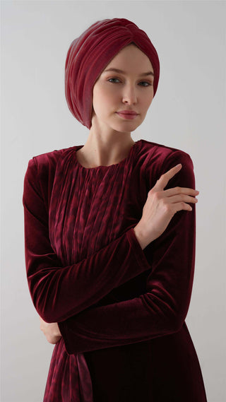 KADİFE DRAPE BONE Bordo