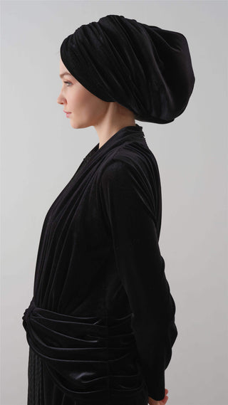Velvet Drape Bonnet – Black
