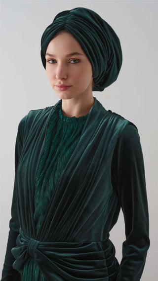 KADİFE DRAPE BONE Yeşil
