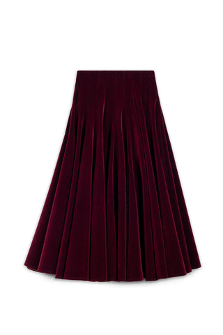 Velvet Full Circle Midi Skirt – Burgundy