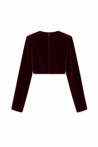 Velvet Blouse & Circle Skirt Set – Burgundy