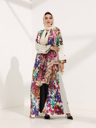 Kashmir Bloom Abaya – Ivory Blossom Edition