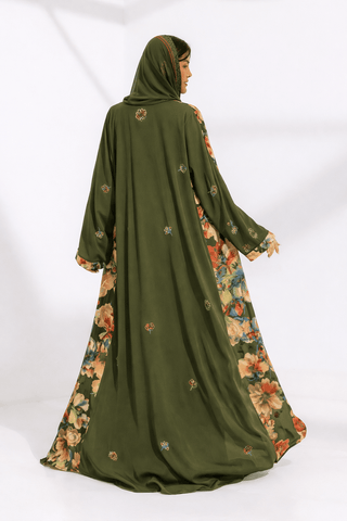Kashmir Bloom Abaya – Olive Garden Floral Edition