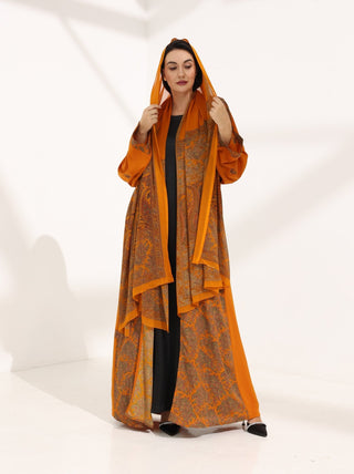 Kashmir Bloom Abaya – Tangerine Jaal Edition