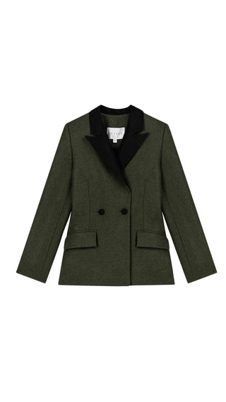 Tailored Cashmere-Lined Blazer – Olive