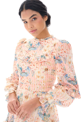 Floral Tiered Ruffle Dress – Powder Pink