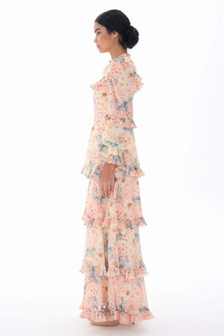 Floral Tiered Ruffle Dress – Powder Pink