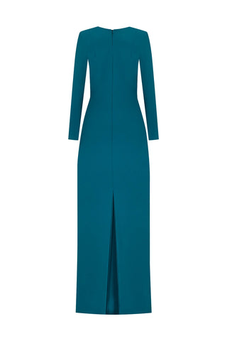 Draped Waist Evening Gown – Emerald