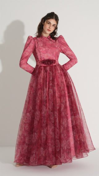 Belted Organza Dress – Fuchsia