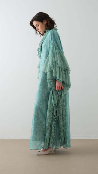 Lace Ruffle Kaftan Dress – Mint