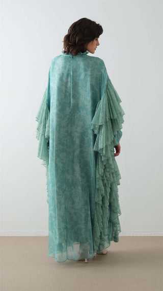 Lace Ruffle Kaftan Dress – Mint