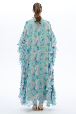 KOLLARI FIRFIR DETAYLI KAFTAN ELBİSE Mint