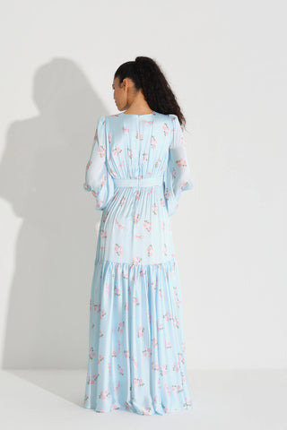 Corset-Inspired Satin Dress – Blue