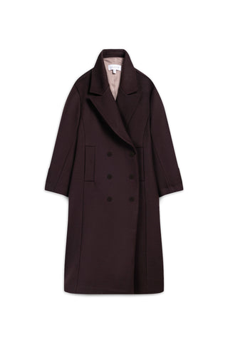 Double-Breasted Oversize Coat – Dark Brown