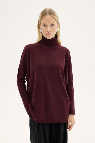 Lilyum Turtleneck Knit Sweater – Cherry