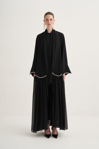 Lina Crystal Abaya Black