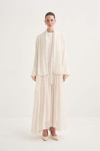 Lina Crystal Abaya Beige