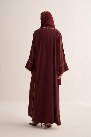 Line Abaya Dress Set - Burgundy