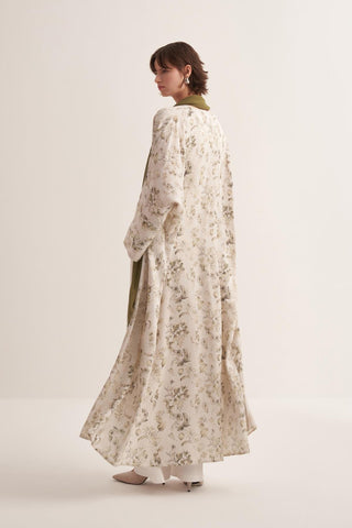 Liora Green Floral Print Abaya with Matching Scarf