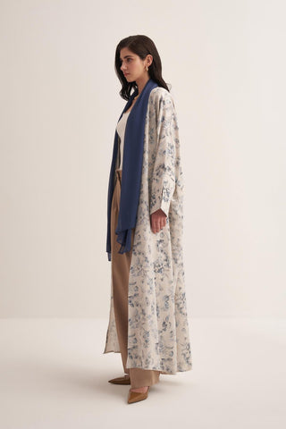 Liora Blue Floral Abaya with Matching Scarf