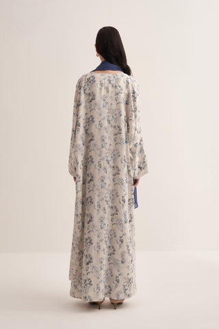 Liora Blue Floral Abaya with Matching Scarf
